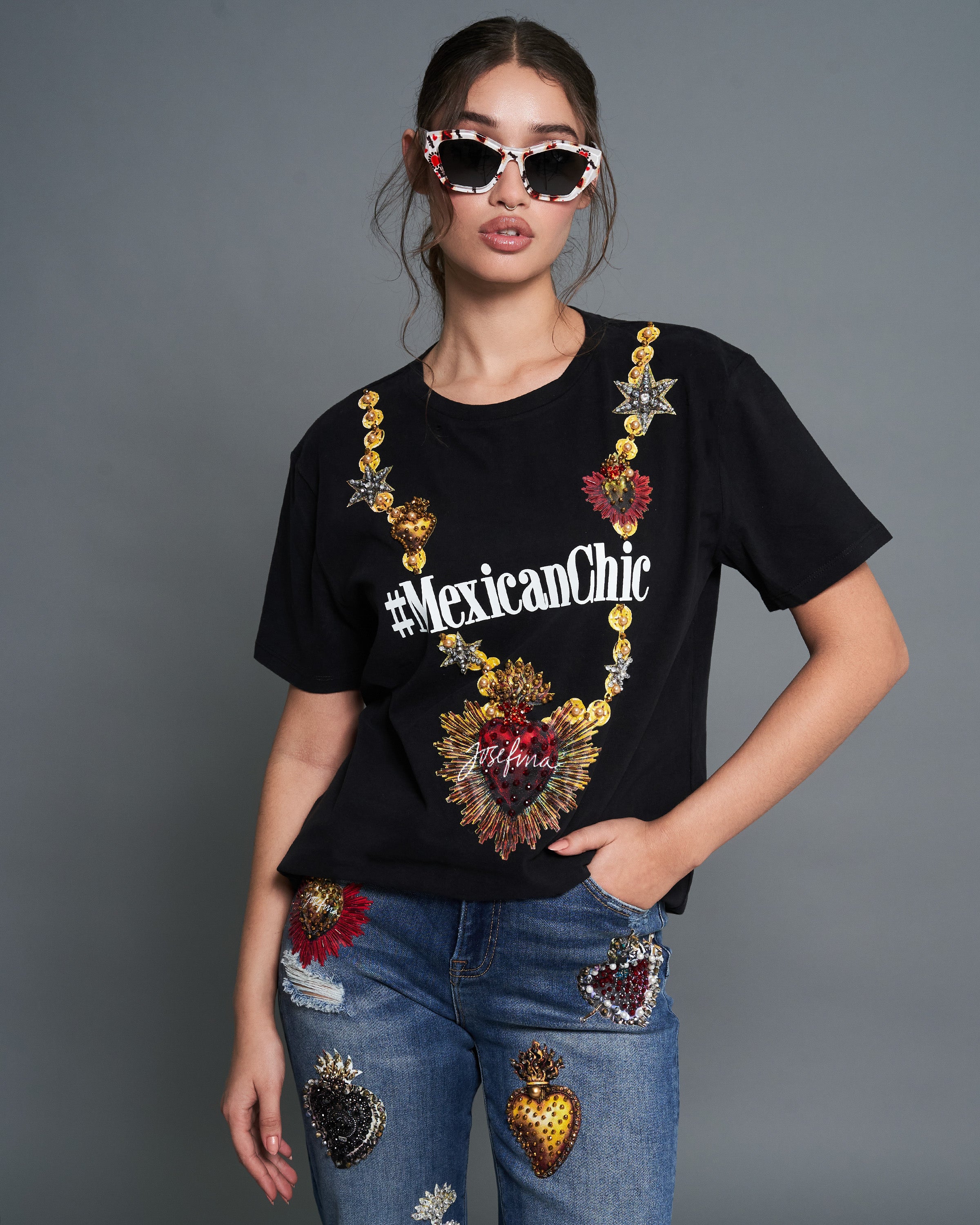 Blusa negra online mexicana