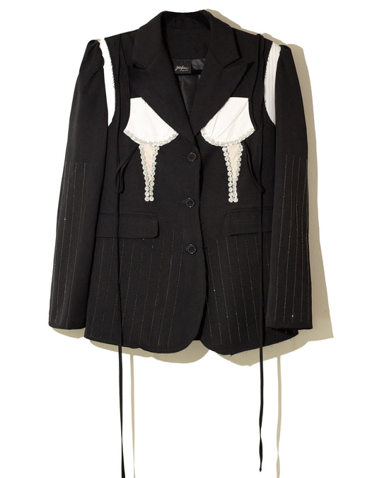 Blazer negro cut-out con cristales