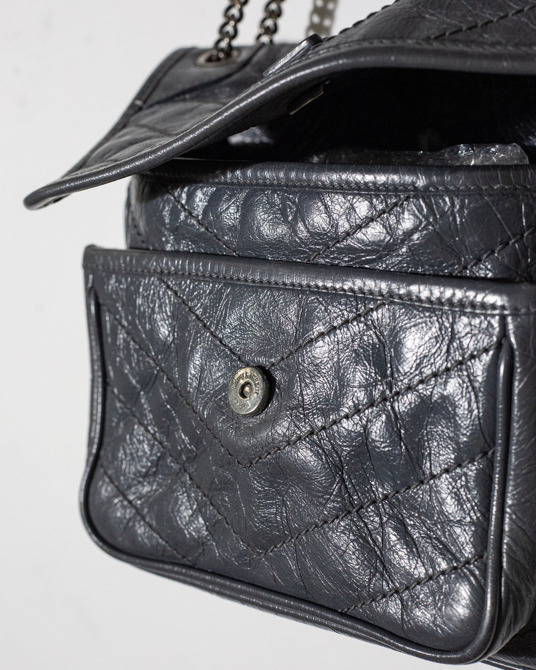 SAINT LAURENT Niky mini quilted crinkled-leather shoulder bag