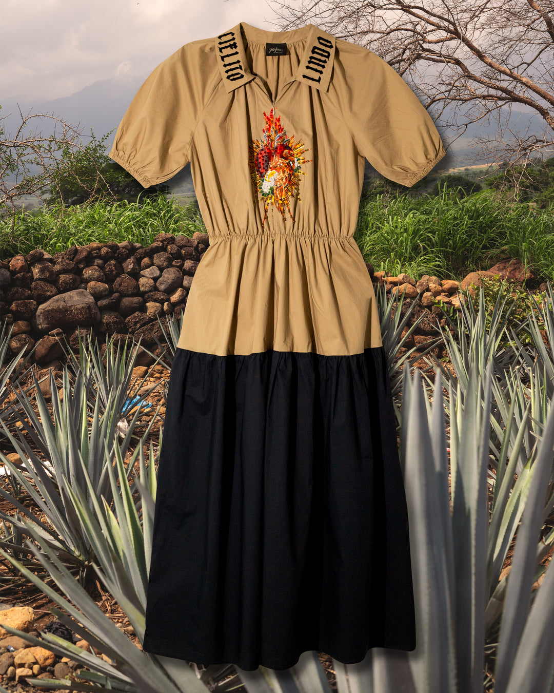 Vestido khaki/negro Cielito lindo