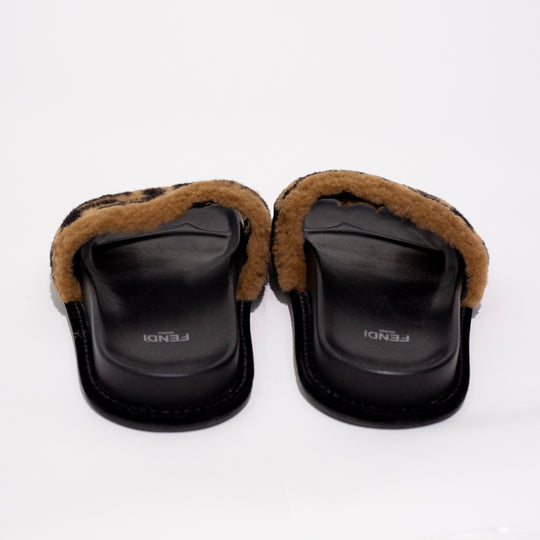 FENDI Brown Ff Motif Band Slides